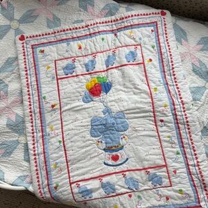 Little Bedding by Red Calliope vintage 1988 elephant heart balloons crib quilt